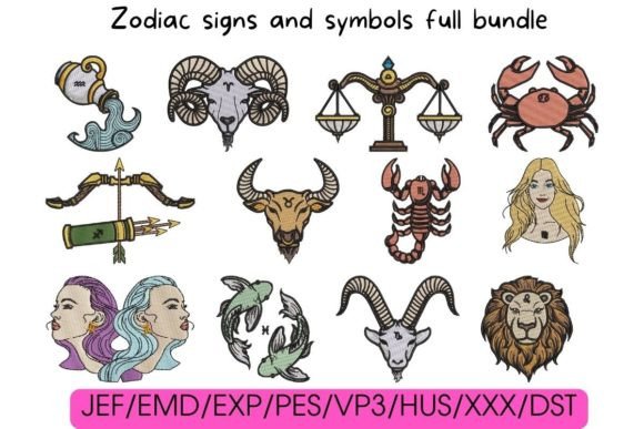 Zodiac Signs Embroidery for Holiday Gifts